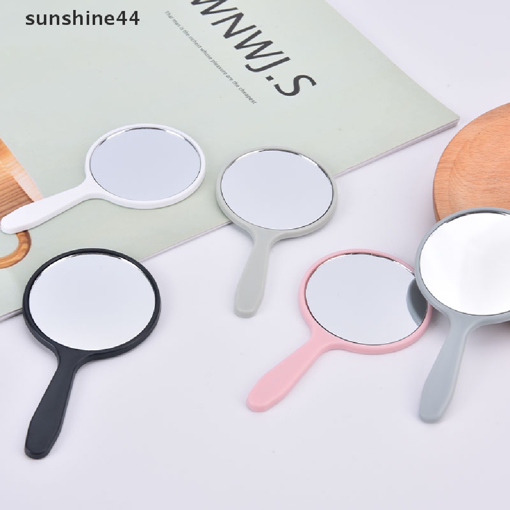 Sunshine Cermin Rias Genggam Round Vanity Mirror Dengan Handle Hand Mirror Cosmetic ID