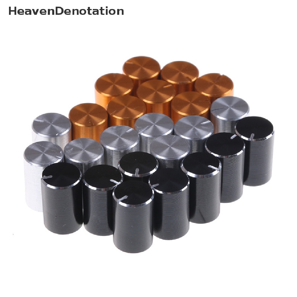 [HeavenDenotation] 8pc 10 * 15mm 6mm Dia Knurled Poros Aluminium Kontrol Volume Potensio Knobs HDV