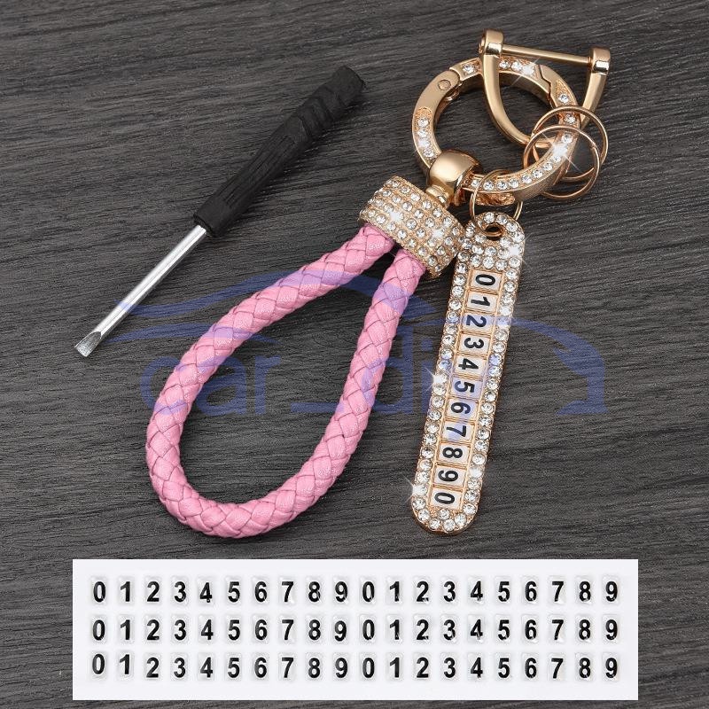 Gantungan Kunci Kemewahan Liontin Logam Lanyard Berwarna-warni Dengan Anti-hilang Nomor Plat Untuk Mobil Sepeda Motor Remote Key Bag Dekorasi Hadiah Elegan Gift Keychain