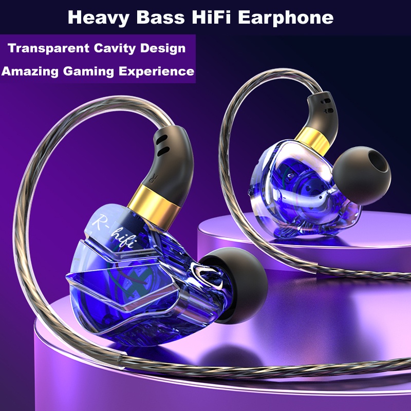 S16 Sports Running Headphone Wired In Ear Subwoofer HiFi Earphone Headset Gaming Dengan Mikrofon