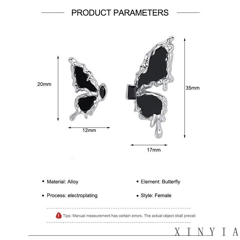 [xinyia.id11] S925 Perak Manis Keren Asimetris Anting Kupu-Kupu Desain Perempuan Rasa Kepribadian Earrings