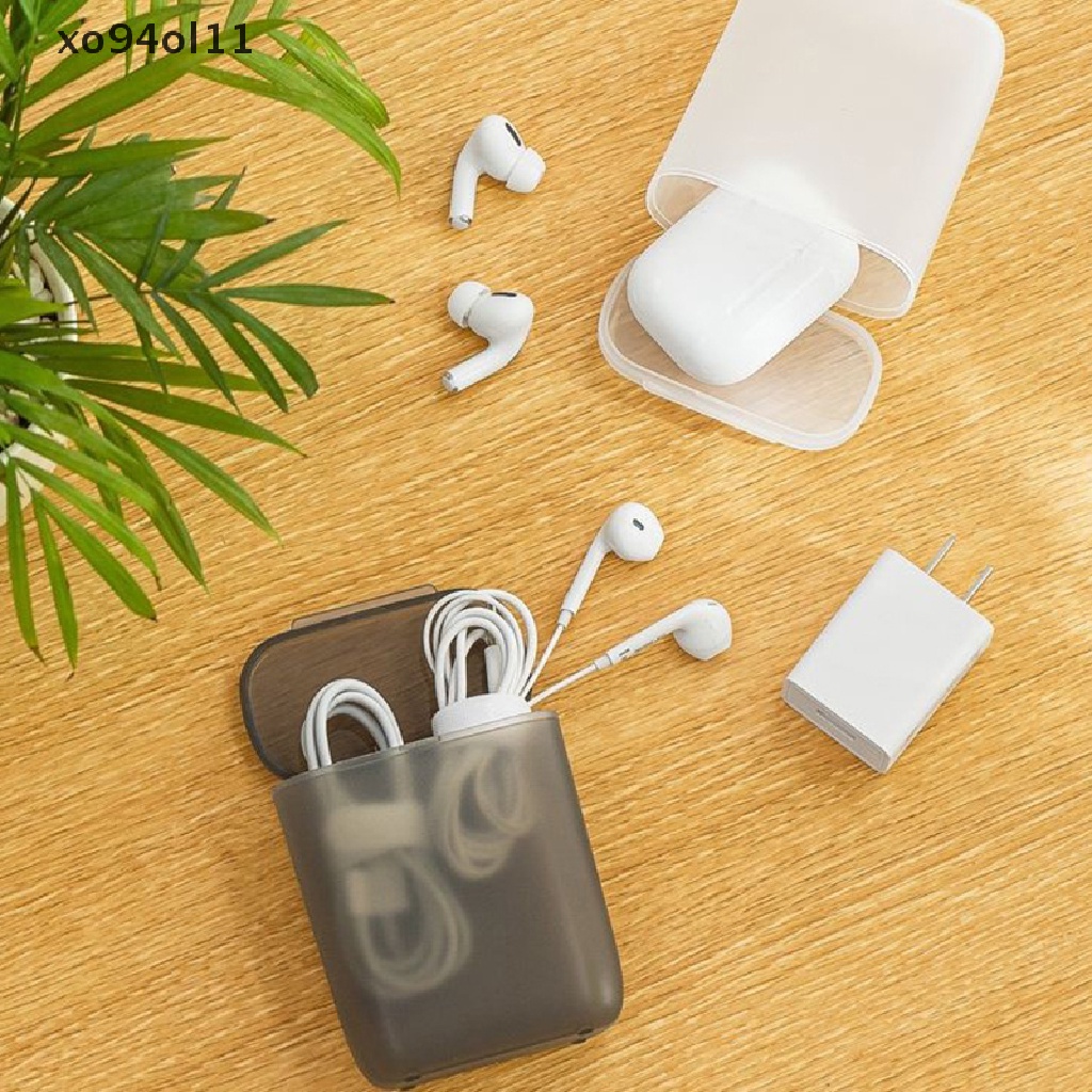 Xo Ins Portabel Kawat Kabel Kotak Penyimpanan Travel Headphone Perhiasan Koin Organizer Bin Laci Makeup Bibir Tempat Penyimpanan Tahan Debu OL