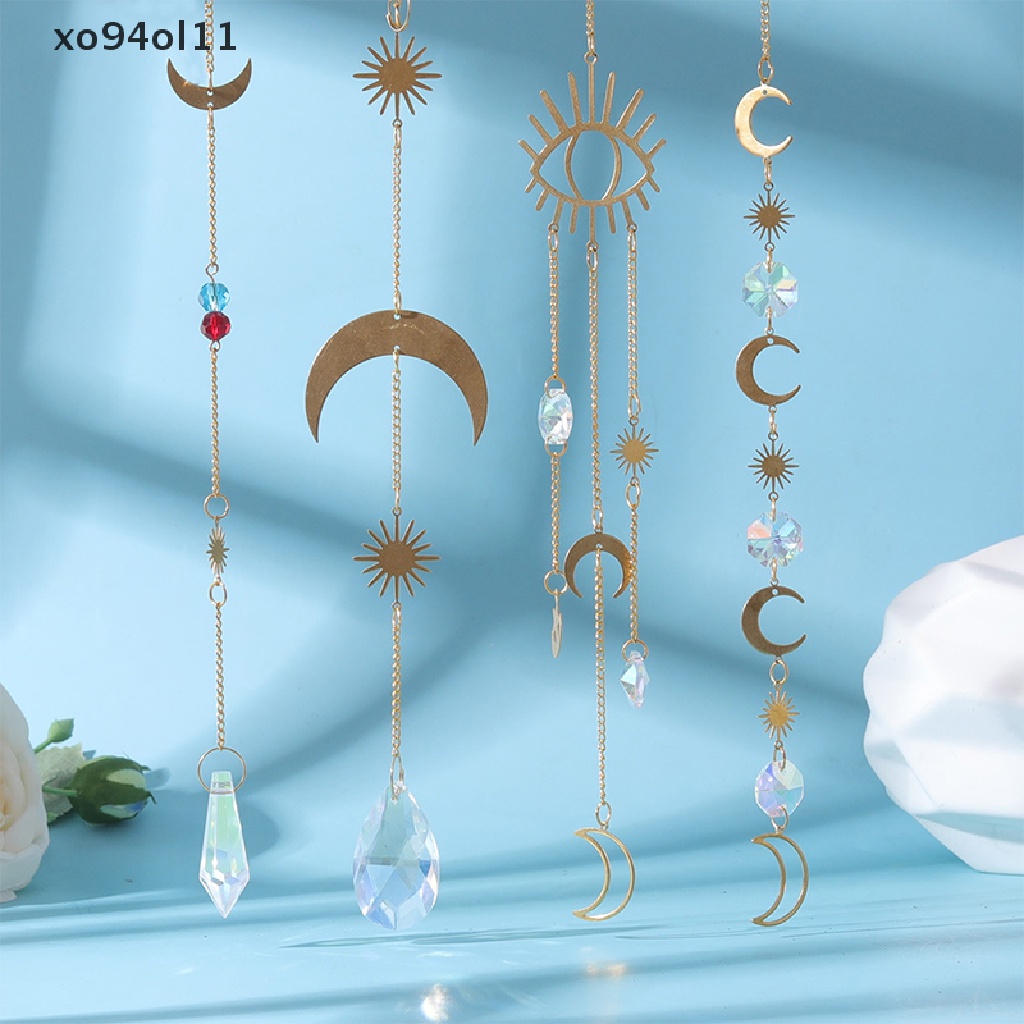 Xo Full Moon Sun Crystal Light Catcher Diy Suncatcher Prisma Pembuat Hujan Gantung OL