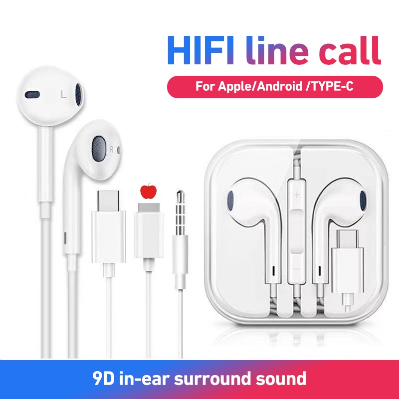 Headset In-Ear Wired Headset Wired Earphone / with Mic Universal Phone / 3.5mm / Type-c/Lightning with Box