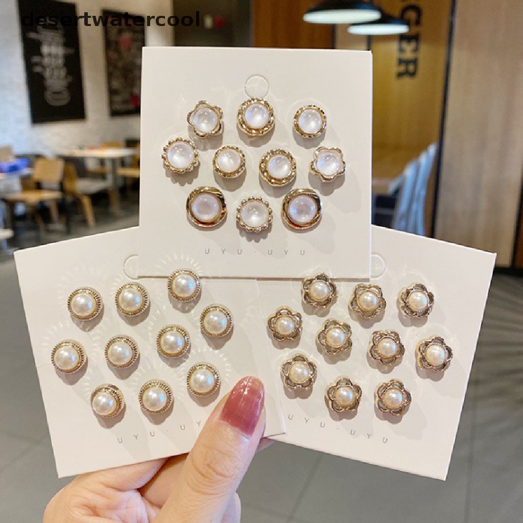Deid 10PC Baju Bros Gesper Mutiara Kancing Leher Pin Wanita Manset Dekorasi Martijn