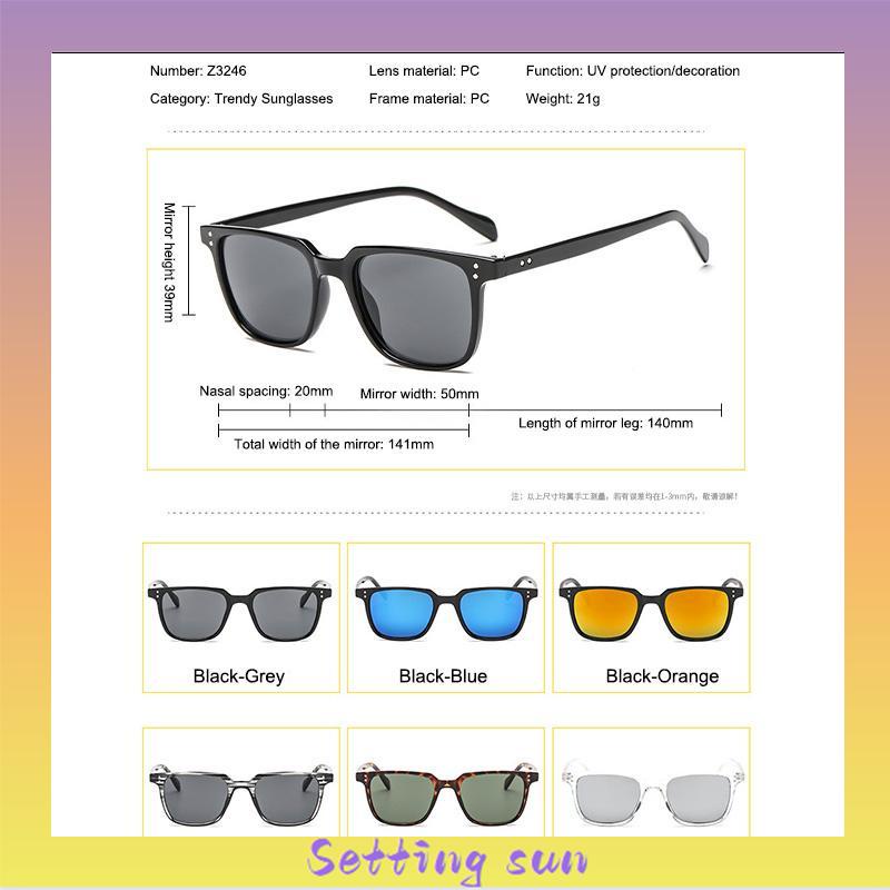 Korea Retro kacamata hitam kotak kecil dipersonalisasi Sunglassess Untuk Pria/Wanita TN