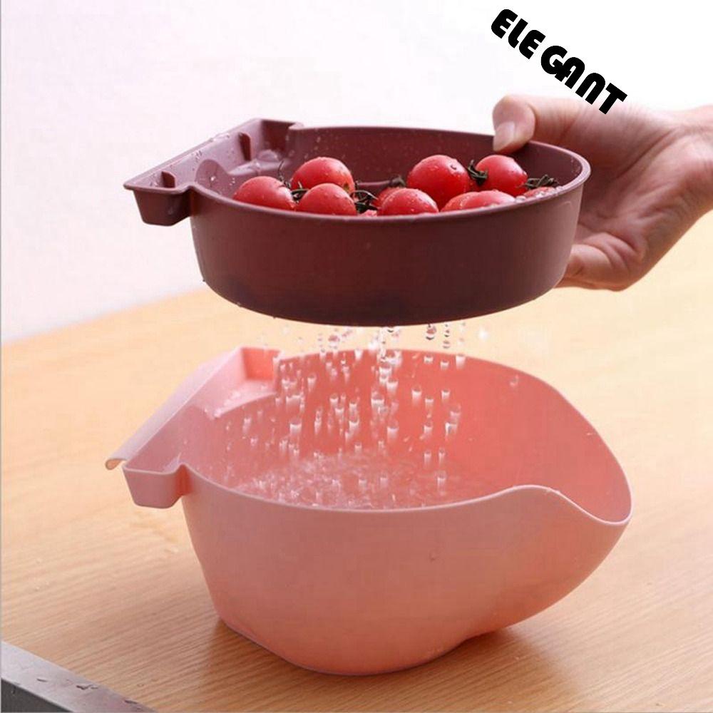 [Elegan] Saringan Cuci Buah Kreatif 1Pcs Double-Layer Kotak Penyimpanan Gadget Dapur Saringan Makanan Praktis