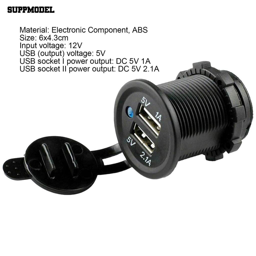 Suppmodel Colokan Charger Mobil Tahan Air Untuk Perahu 5V 3.1A Soket Adaptor Daya Ponsel USB Ganda Universal