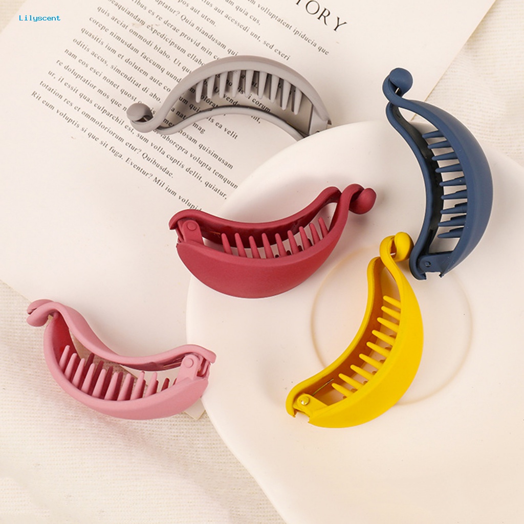 Lilyscent Temperamen Alat Styling Klip Rambut Bentuk Pisang Manis Matte Hair Clip Candy Color