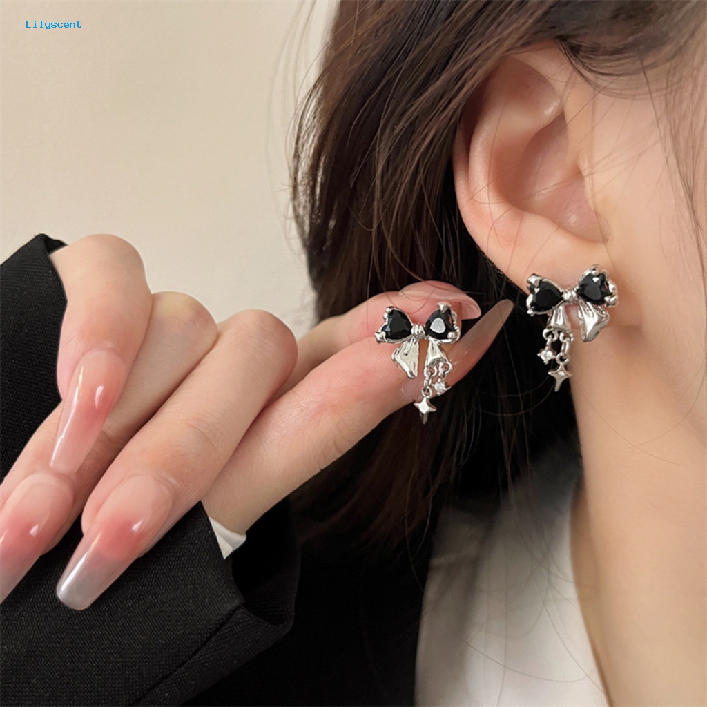 Lilyscent 1pasang Burrs-free Women Earrings Perhiasan Aksesori Berkilau Ikatan Simpul Charms Earrings Geometric