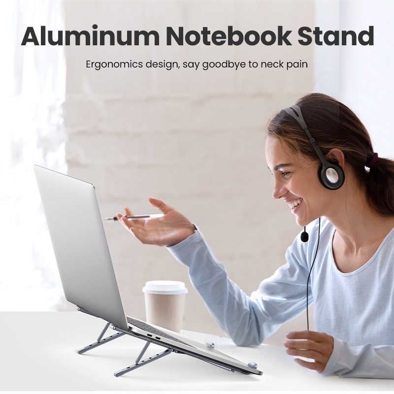 Ugreen Laptop Stand Portable Aluminium Alloy Penyangga Pengangkat Laptop Dapat Dilipat Untuk Macbook Laptop Stand Holder