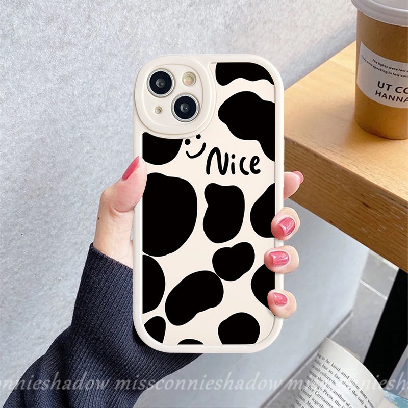 Case Untuk Infinix Hot10 9 Play 10T 11 10s 11s Hot 10 Lite 10T 11 10s 11s Note8 Smart5 6 Bagus Lucu Motif Smiley Leopard Susu Pelindung Lensa Kamera Tpu Lembut Penutup Belakang