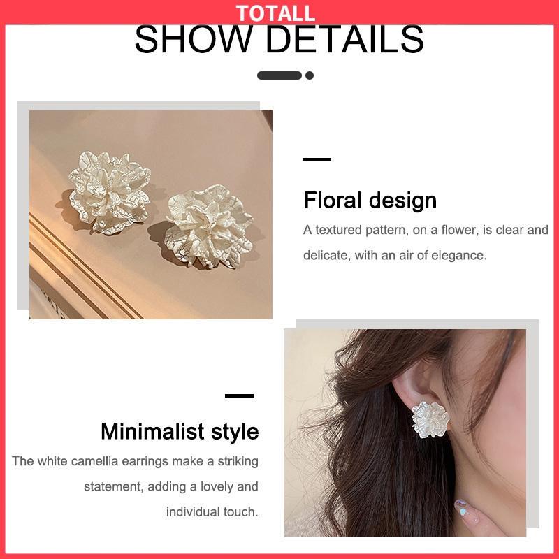 COD Anting Stud 925 Silver Needle Bentuk Bunga Camellia Fahion Korea Gaya Untuk Wanita-Totall