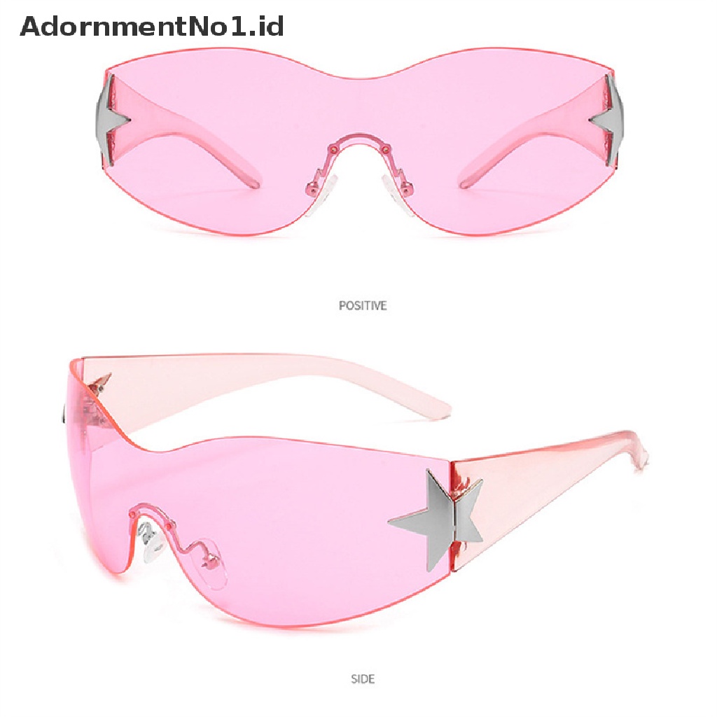 [AdornmentNo1] Punk One Piece Kacamata Hitam Shades Bintang Lima Wanita Fashion Olahraga Anti UV Kacamata Matahari [ID]