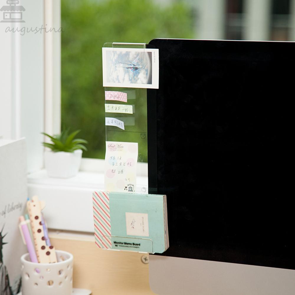 Agustinina Akrilik Monitor Pesan Memo Board Kreatif Kualitas Tinggi Meja Organizer Perlengkapan Kantor &amp; Sekolah Desktop Penyimpanan Sticky Note Display