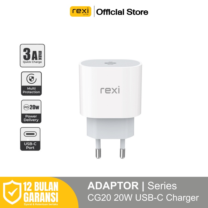 ️ Perlindungan Ganda yang Aman Adaptor Travel Rexi CG20 ️ Port USB-C ️QC3.0