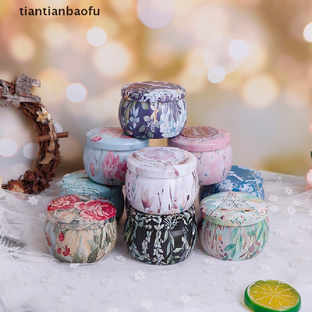 [tiantianbaofu] 1pc Candy Tin Box Bulat Kotak Hadiah Tea Pot Handmade Sabun Toples Kemasan Case Butik