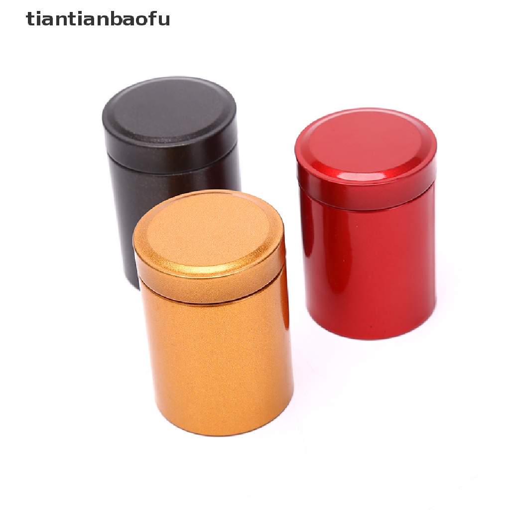 [tiantianbaofu] Portabel Travel Teh Kedap Udara Wadah Bukti Kecil Stash Jar Metal Aluminium Kaleng Butik