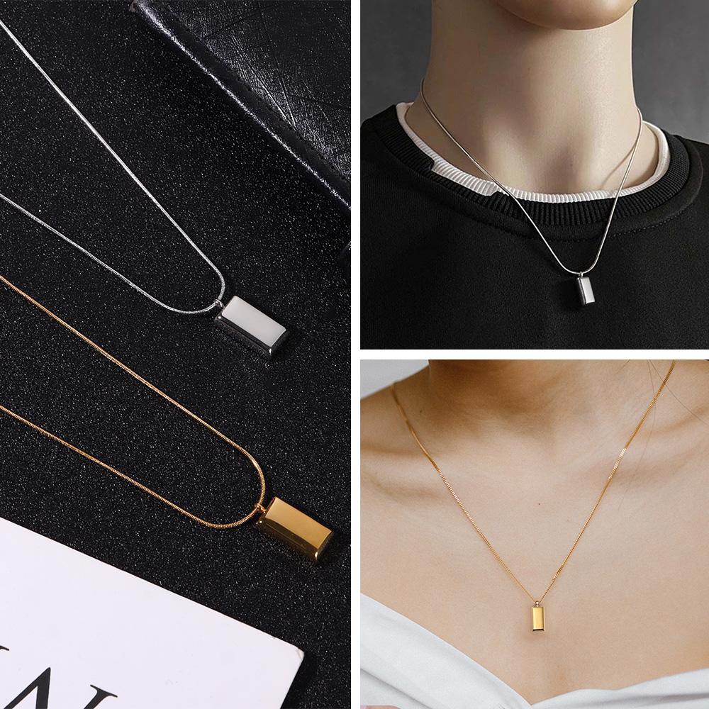 Lily Rantai Klavikula Punk Keren Hadiah Pacar Sweater Rantai Pasangan Kalung Rantai Tulang Ular Geometris Kalung