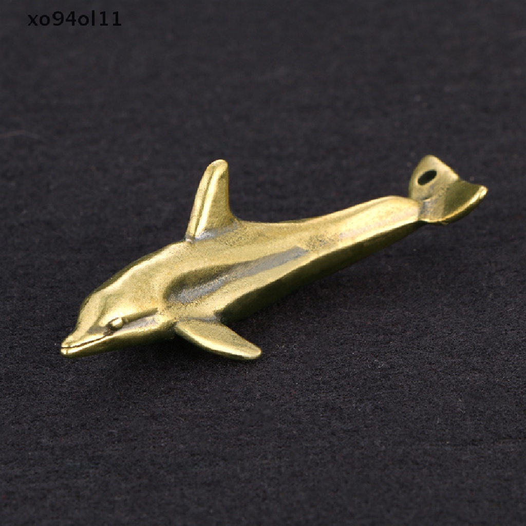 Xo Kuningan Solid Dolphin Ornamen Vintage Hewan Dekorasi Desktop Patung Miniatur Teh Pet Home Decor OL