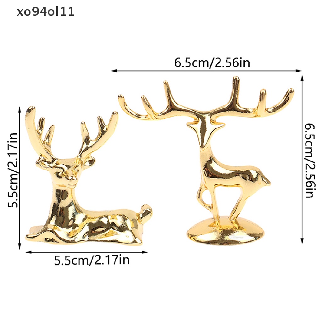 Xo Patung Rusa Elk Nordic Christmas Reindeer Art Figurine Vintage Golden Iron Kerajinan Tangan Hiasan Rumah Dekorasi Meja Hadiah OL