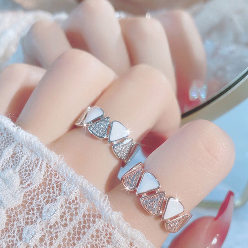 Korea Desain Baru Fashion Zirkon Tembaga Kipas Cincin Elegan Wanita Harian Pembukaan Cincin Yang Dapat Disesuaikan