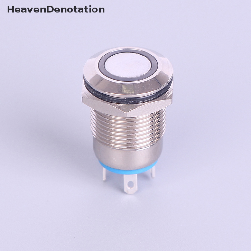 [HeavenDenotation] 12mm Metal Annular Push Button Hitam Saklar Ring Lampu LED Sesaat Kait HDV