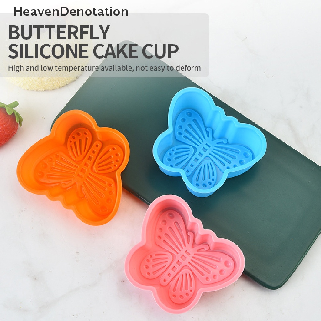 [HeavenDenotation] 4pcs Cetakan Silikon Bentuk Kupu-Kupu Cetakan Cupcake Baking PJelly Egg Tart Mold HDV