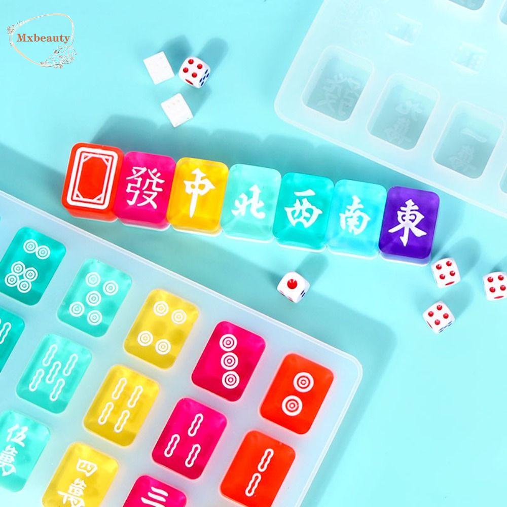 Mxbeauty Mahjong Cetakan Silikon Multifungsi Lembut DIY Kerajinan Casting Tools Casting Silicone Mold Alat Membuat Perhiasan Epoxy Resin Cetakan Baking Tool