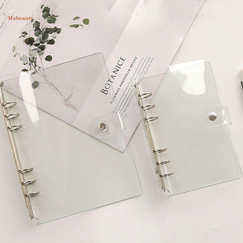 Mxbeauty PVC Notebook Cover 6-Ring Isi Ulang A5/A6 Penutup Tombol Planner Diary Spiral Penyimpanan Kartu Longgar Daun Folder Notebook