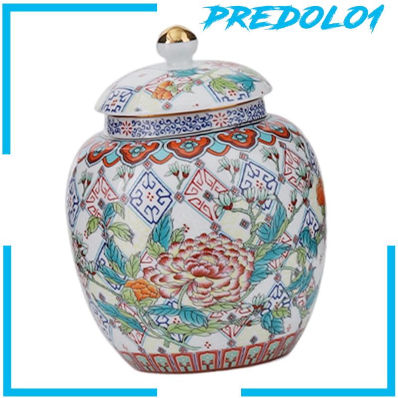 [Predolo1] Toples Jahe Keramik Toples Penyimpanan Teh Kerajinan Tangan Rangkaian Bunga Tradisional