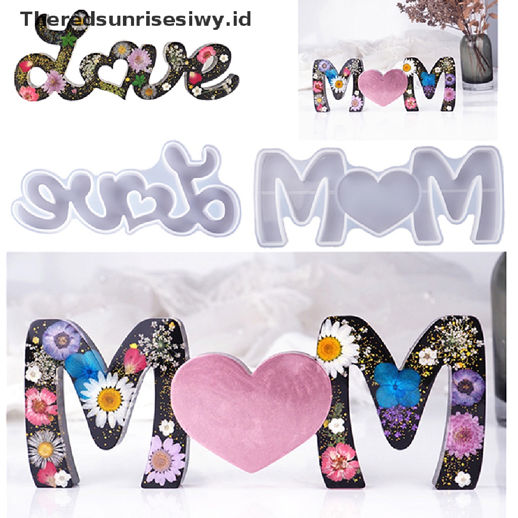 # Kado Mom &amp; PAPA DIY # Cetakan Resin Epoxy Kristal DIY Hari Ibu Ibu Keluarga Love Word Silicone Mold~