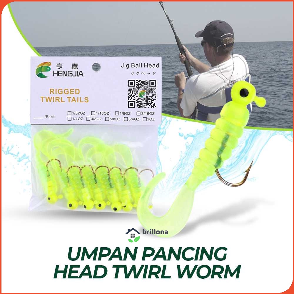 Hengjia Umpan Pancing Sea Bass Soft Bait Rigged Twirl Tails 1.75G 7PCS