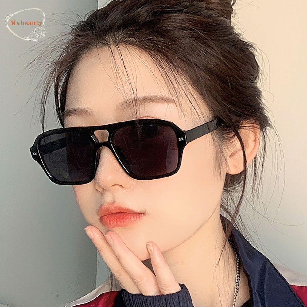 Mxbeauty Kacamata Kotak Trendy Keren Double Beam Korean Eyewear Vintage Wanita Kacamata