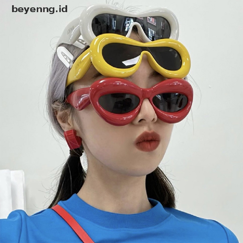 Beyen Unik Warna Permen Seksi Bibir Y2k Kacamata Hitam Untuk Wanita Merek Baru Kuning Biru Gradien Kacamata Matahari Pria Punk Hip Hop Shades ID