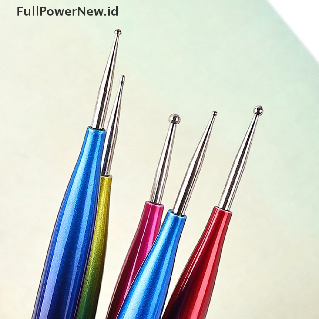 Power 5Pcs Dual Ended Dotg Pen Rhinestone Picker Lilin Pensil Nail Art Alat Manicure ID