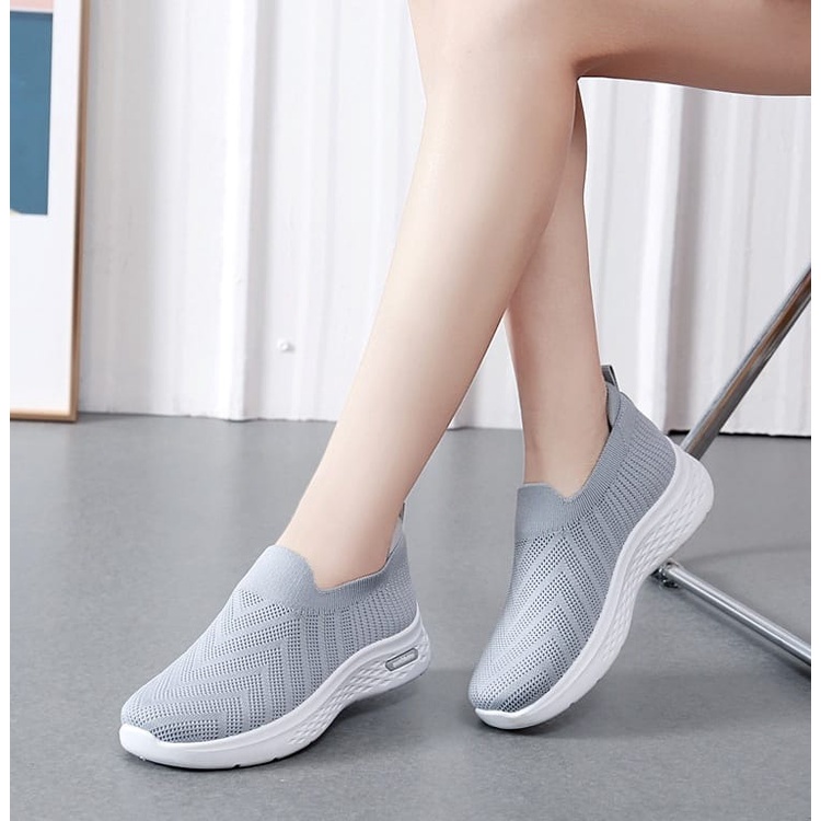 TOPGROSIR LV0293 Sepatu Sporty Slip On Rajut Zig Zag Wanita Import Premium Sepatu Sneakers Perempuan