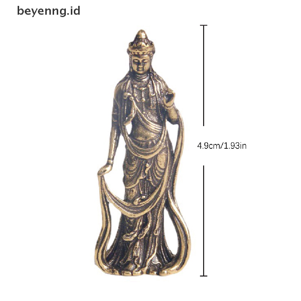 Beyen Koleksi Buddha Tembaga Antik Guanyin Bodhisattva Indah Patung Kecil Dekorasi Rumah Kerajinan Ornamen ID