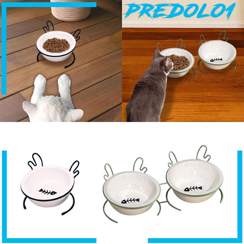 [Predolo1] Mangkuk Makanan Kucing Feeder Waterer Untuk Kucing Indoor Removable Raised Pet Water Bowl