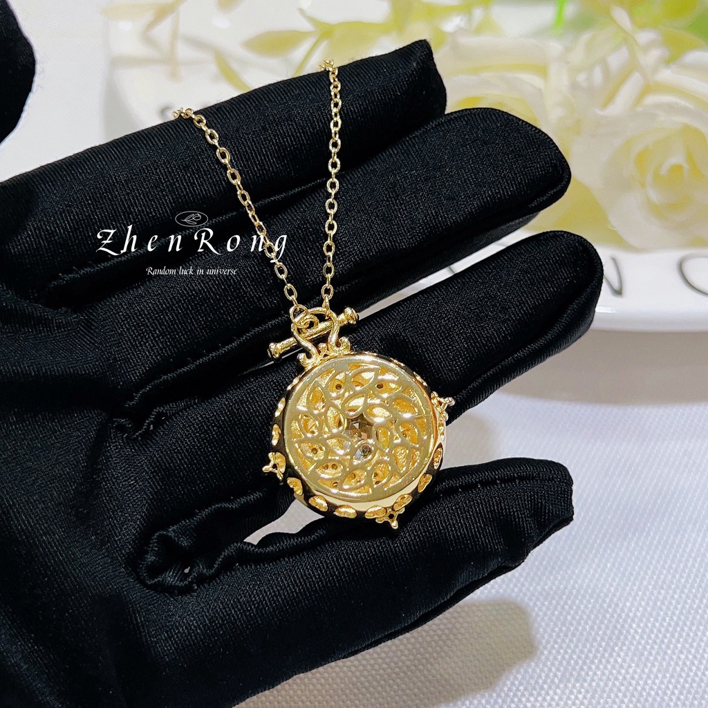 Goldkingdom Fashion Perhiasan Aksesoris Ready Stock Antik Disikat Kalung Emas Kuno Kacamata Pelindung Medali Liontin