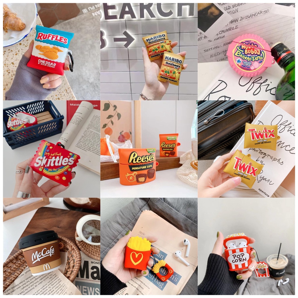 Seri Tas Snack Kreatif Case Pelindung Kompatibel Untuk AirPods Pro2 1 3 Earphone Case Bluetooth Silikon Pelindung Case