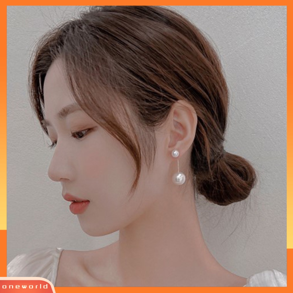 [EONE] 1pasang Menjuntai Anting Elegan Telinga Dekorasi Tindik Temperamen Mutiara Imitasi Panjang Rumbai Stud Earrings Aksesoris Fashion