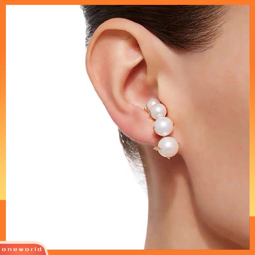 [EONE] 1pasang Anting Stud Dainty Elegan Temperamen Mulia High Gloss Mutiara Imitasi Wanita Earrings Perhiasan Aksesoris