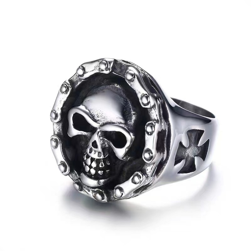 Punk Tengkorak Pria Cincin Retro Hantu Terbuka Cincin Trendi Pria Cincin Keren Pria Cincin