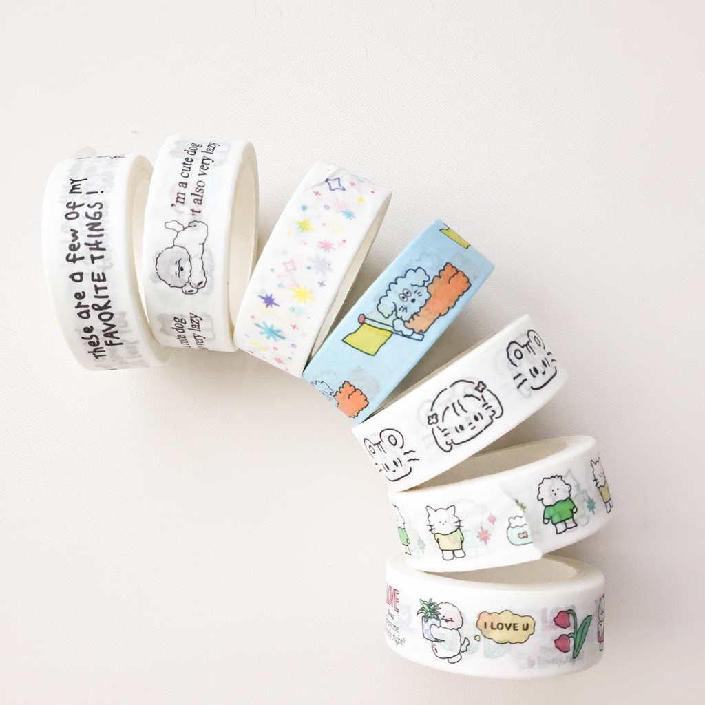 Galicici Japanese Girls Style and Paper Tape/Kartun Kucing Beruang Stroke Pendek Tape DIY Bahan Stiker