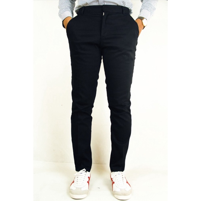 Pakaian Celana Chino Pria WD &amp; CO. Slimfit Hitam Bahan Melar Strech | Strait 100% Original Brand