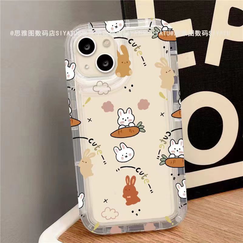 IPHONE Ins Winnie the Pooh Casing Ponsel Cocok Untuk Iphone11 14 14pro 14plus 13 13mini 13pro 13prm iPhone12 7Plus 8Plus Xr XS 13 12mini Pro Max Empat Sudut Casing Ponsel Transparan Tahan Guncangan