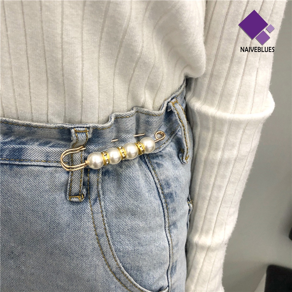 &lt; Naiveblues &gt; 8Pcs Mutiara Imitasi Pin Kerajinan Gesper Ketat Pin Elegan Bros Aksesoris Wanita Pria