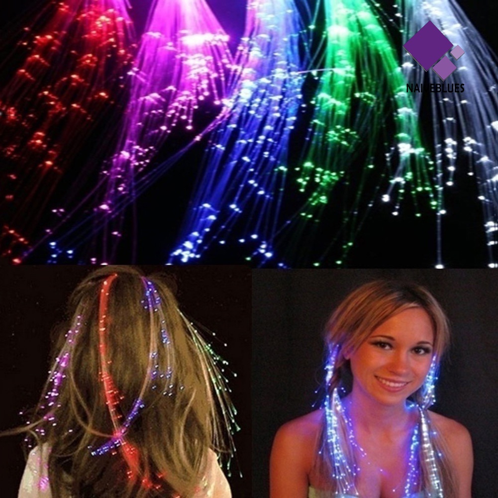 &lt; Naiveblues &gt; LED Menyala Kepang Luminous Fiber Optic Decor Untuk Halloween Bar