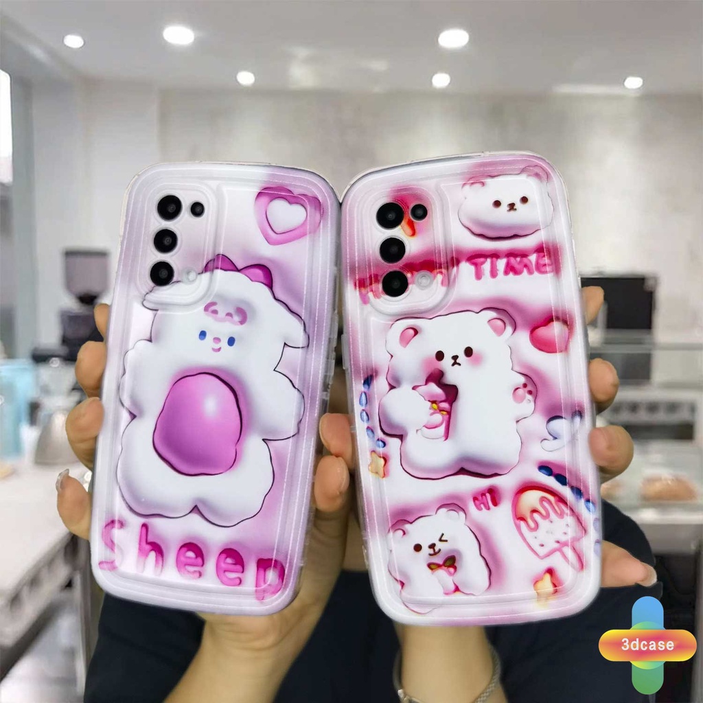 Case HP Realme C15 C21 C11 2021 C21Y C30 C30S C31 C33 C35 C25 C20 C3 C12 C2 C25S 10 5S 5 5i 9i C17 7i C1 C25Y C2 C3i 6i C20A  Narzo 20 10 10A 20A 30A 50A 50i Prime A7 A5S A15 A16 A17 A53 A53S A57 A77 Cartoon Happy Bear Silicone Soap Case